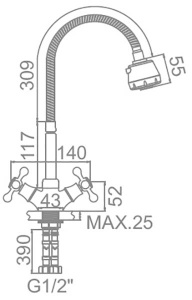 Смеситель для кухонной мойки Ledeme L4319-3