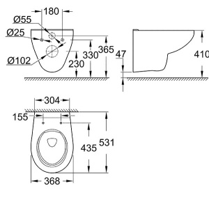 Подвесной унитаз Grohe Bau 39427000 безободковый, белый