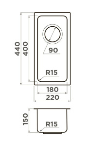 Кухонная мойка Omoikiri Tadzava 22-U/I-IN Ultra 15