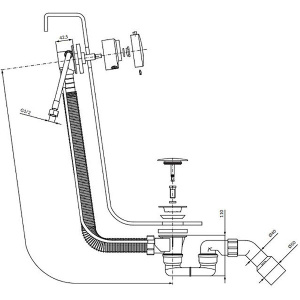 Сифон для ванны Omnires CGS TK132-PLUS-3.07+64-SGLB