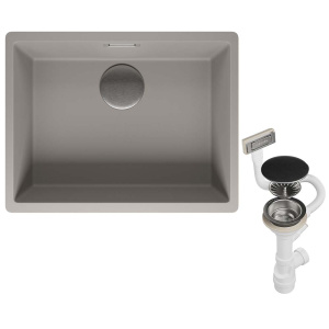 Комплект 2 в 1 кухонная мойка Roxen Gap 360270-54SG Storm Gray со смесителем Keit 500504CH-B, 54х42, storm gray