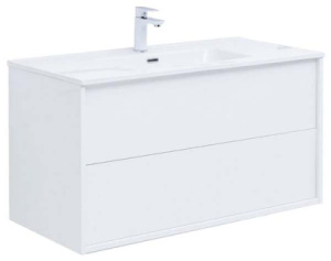 Тумба под умывальник Aquanet Lino 60 / 80 / 100 Flat белый глянец, 100, белый глянец