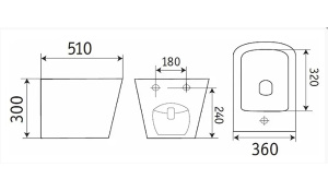 Подвесное биде Ceramalux 5370MDH / 5370MH, светло-серый