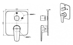Смеситель скрытого монтажа Bravat Source PB8173218BW-2-ENG (2 функции), черный