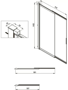 Душевая шторка на ванну Deante Prizma Titanium KTJ_D73R, 100х140, прозрачный