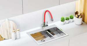Смеситель для кухонной мойки Lemark Comfort LM3075C-Red с подключением к системе очистки воды