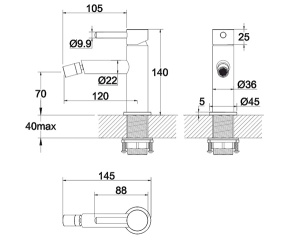 Смеситель для биде Whitecross Y Y1220CR / Y1220NIB, хром