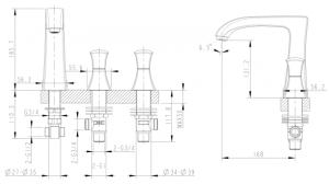Смеситель на борт ванны на 3 отверстия Bravat WHIRPOOL F578112C-1