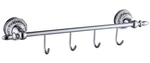 Планка с крючками Savol S-06874A / S-06875A / S-06876A, 48 см 4 крючка, хром