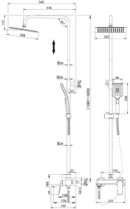 Душевая стойка Grossman Cosmo 500.K35.02.210 / 500.K35.02.420, черный матовый