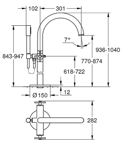 Смеситель для ванны Grohe Atrio New 25044AL3, темный графит матовый