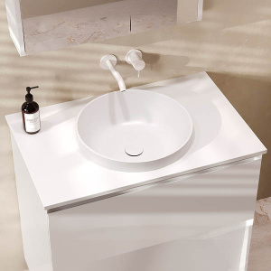 Столешница Belux LUNA-JAZZ-CIR410 НП80 / НП100 белый матовый Solid Surface, 80, белый матовый