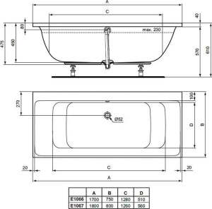 Акриловая ванна Ideal Standard Connect Air Duo, 180х80