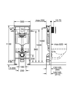 Комплект инсталляции Grohe Rapid SL 38772001 с унитазом Roxen Cube 530135-01 Rimless Soft Close