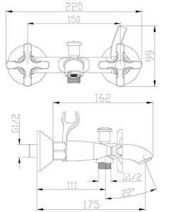 Смеситель для ванны Lemark Duetto LM5712C