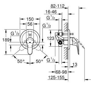 Смеситель встраиваемый Grohe Euroeco 32747000 (2 функции)