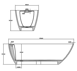 Ванна из искусственного камня Timo MARI1700 Solid Surface