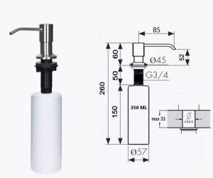 Кухонная мойка Wisent WS-36045D-114 с коландером и дозатором