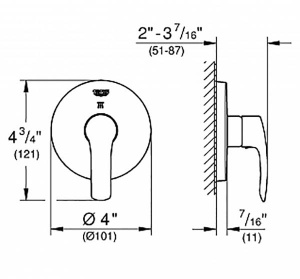 Переключатель режимов встраиваемый Grohe Eurosmart 19970002 (2 функции)