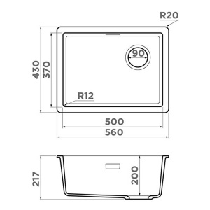 Кухонная мойка Omoikiri Kata 56-U/I Side