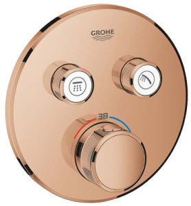 Смеситель встраиваемый Grohe Grohtherm SmartControl 29119DA0 / 29119DL0 термостатический, теплый закат глянец
