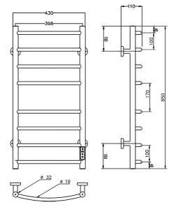 Полотенцесушитель Roxen Santi 11030-4385B электрический