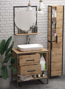 Тумба под умывальник 1Marka Grunge Loft 80Н 2я/2п дуб вотан