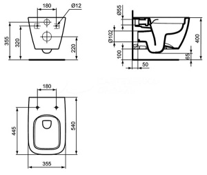 Подвесной унитаз Ideal Standard i.life B Rimless T461401 с тонким сиденьем SoftClose T500301