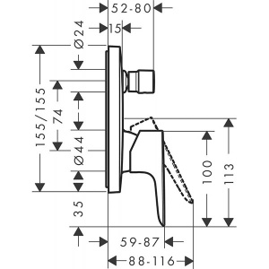 Смеситель встраиваемый Hansgrohe Talis E 71745000 (2 функции), хром