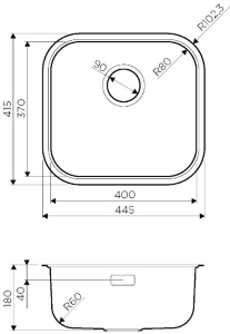 Кухонная мойка Omoikiri Omi 44-U/I-GM / 44-U/I-AB / 44-U/I-LG, 44х41, латунь