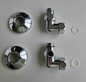 Комплект угловых американок Terminus 3/4"х1/2" Г/Ш со сгоном + отражатели хром
