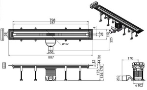 Душевой трап Roxen Razor Gun Metal 910100GM подрезной