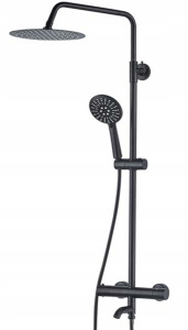 Душевая стойка с термостатом Rea Lungo Black + смеситель для умывальника на столешницу