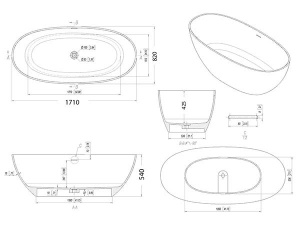 Ванна из искусственного камня Allen Brau Solid Stone Krion Oval 2.35003.21