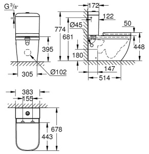 Напольный унитаз Grohe Euro Ceramic 39462000 безободковый