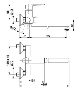 Смеситель для ванны Armatura Agat 4428-715-00