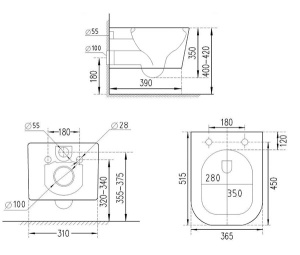 Комплект инсталляции TECEbase kit 9400401 с кнопкой Tecenow 9240402 и унитазом Roxen Boro 530145-01