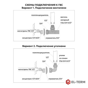 Полотенцесушитель El-Term Лион с полкой П5 нижнее подключение