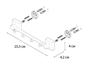 Планка с крючками Fixsen Kvadro FX-61305-4