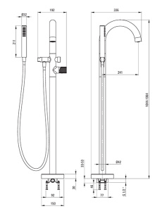 Смеситель для ванны Deante Silia Hexa Steel BHS F17N напольный