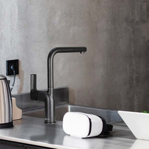 Смеситель для кухонной мойки Lemark Ursus LM7205BL / LM7205BLR, черный, золото
