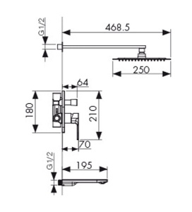 Душевая система скрытого монтажа Kaiser Linear 59077