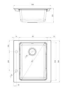 Кухонная мойка Deante Modern ZQM-A103 / ZQM-G103 / ZQM-S103, 59х52/графитовый металлик