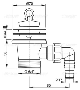 Донный клапан для мойки Alcaplast A33P