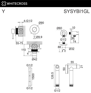 Смеситель встраиваемый Whitecross Y SYSYBI1GL с гигиеническим душем