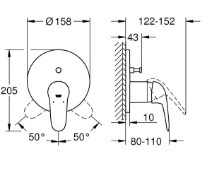 Смеситель встраиваемый Grohe Eurostyle Solid 24047003 (2 функции), хром