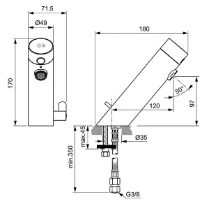 Смеситель для умывальника Ideal Standard SensorFlow New A7559AA бесконтактный