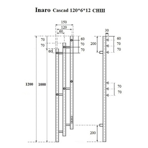 Полотенцесушитель Маргроид Inaro 3 Cascade СНШ электрический (таймер) 6 крючков хром, 120х12 3 секции 6 крючков, хром