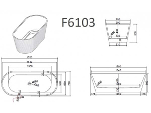 Акриловая ванна Frank F6103 White / Black, 170х75, белый, черный