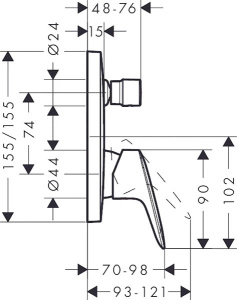 Смеситель встраиваемый Hansgrohe Logis 71405000 (2 функции), хром